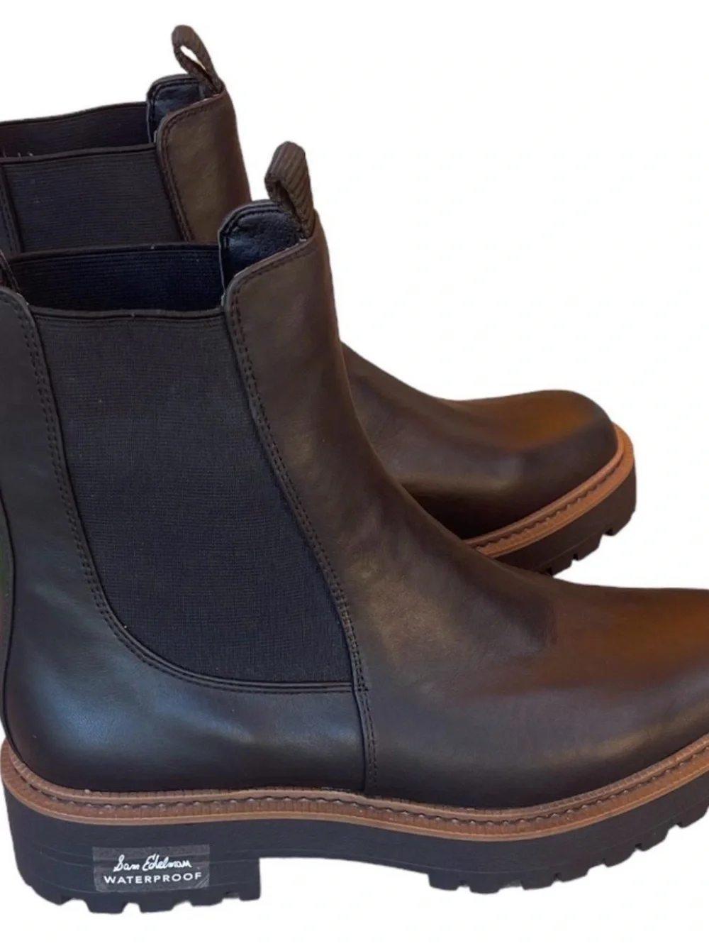 Sam Edelman Women's 9.5 Laguna Waterproof Leather Lug Sole  Chelsea boots